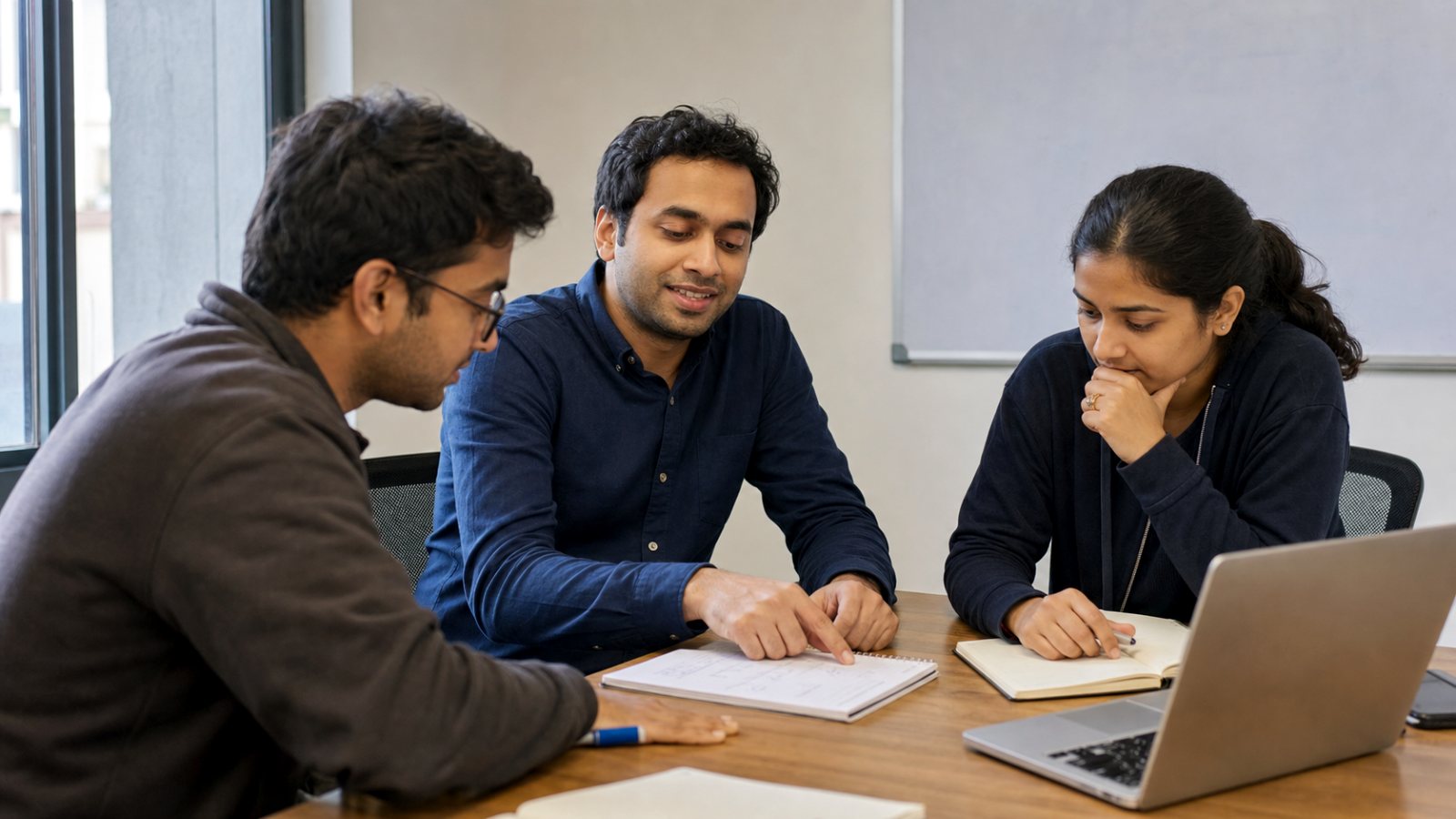 Raghav Mittal reviewing work with the delivery team